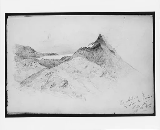 Piz Albris and Glacier du Paradis, St. Moritz,(from Switzerland 1869 Sketchbook)