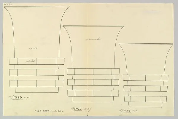Design for Three Vessels in the Arctic Pattern — Anonymous, Czech, early 20th century