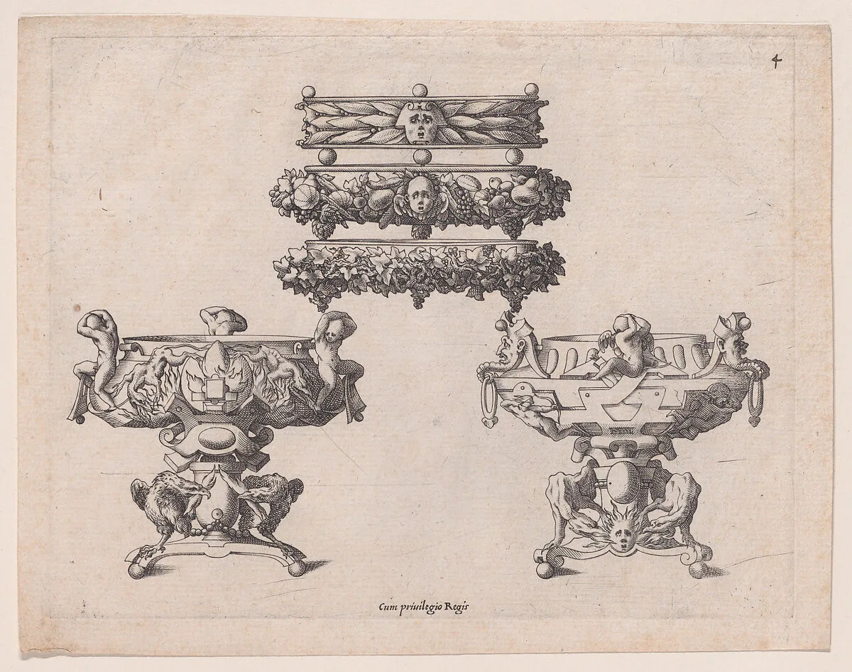 Two Braziers and Three Salvers — René Boyvin