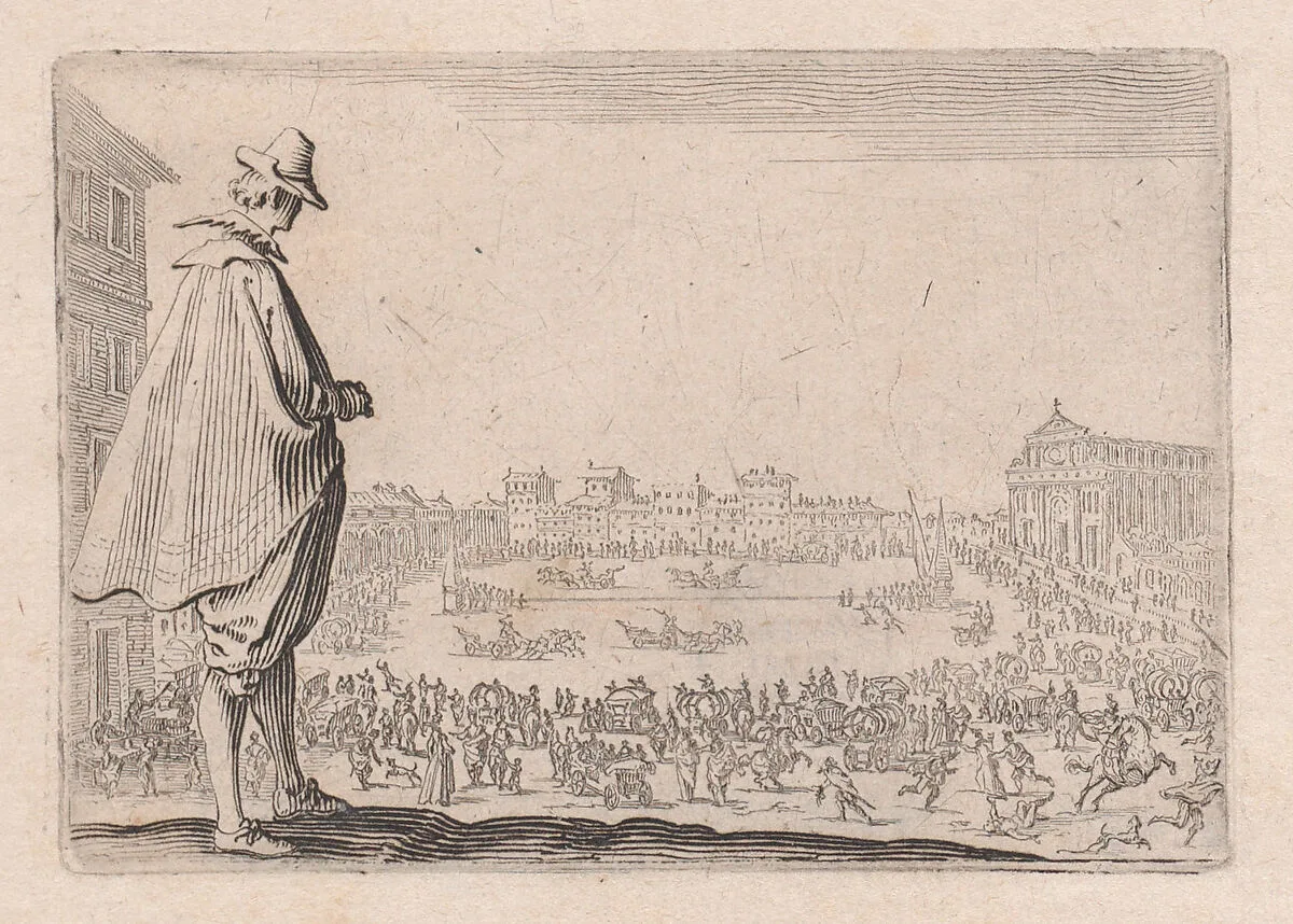 La Course de Chars sur la Place Santa Maria Novella a Florence (The Chariot Race on the Piazza Santa Maria Novella in Florence), from Les Caprices Series B, The Nancy Set — Jacques Callot|Lorenzo de' Medici