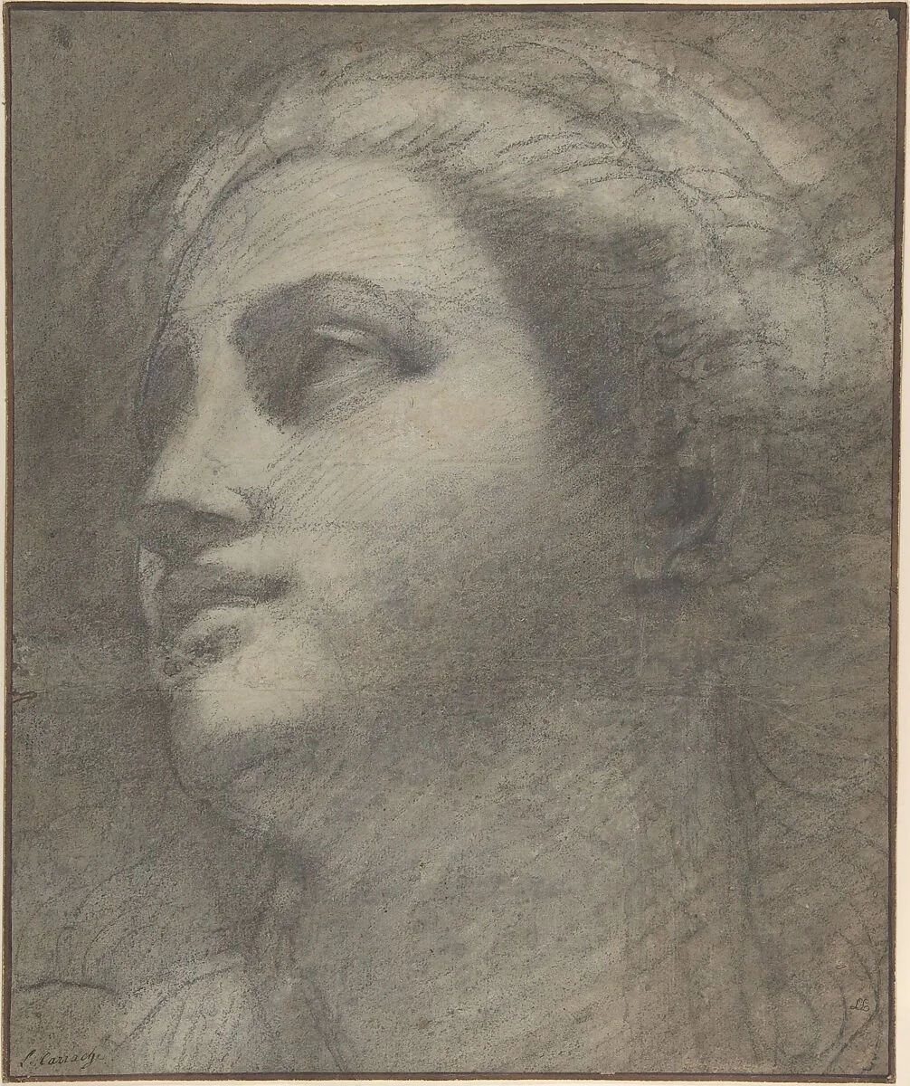 Head of a Woman Looking to Upper Left — Ludovico Carracci|Annibale Carracci