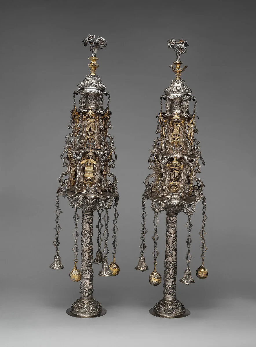 Pair of Torah finials (rimonim) — Andrea Zambelli "L'Honnesta"