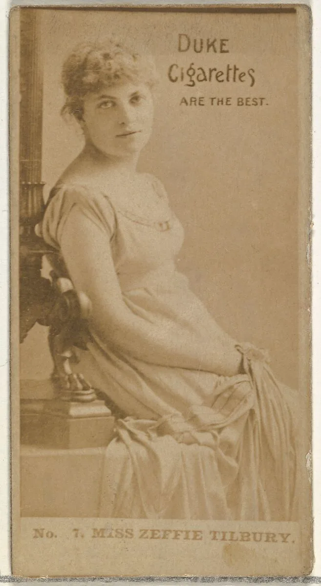 Card Number 7, Miss Zeffie Tilbury, from the Actors and Actresses series (N145-6) issued by Duke Sons & Co. to promote Duke Cigarettes — W. Duke, Sons & Co.