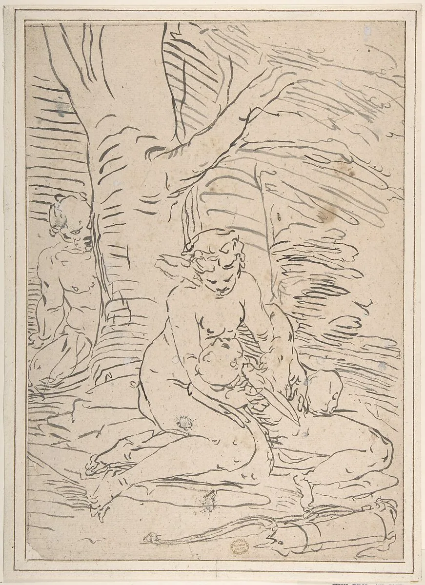 Venus, Cupid and Satyr — Luca Cambiaso