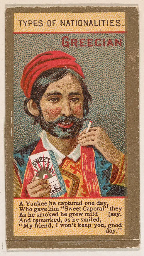 Greecian, from Types of Nationalities (N240) issued by Kinney Bros. — Kinney Brothers Tobacco Company