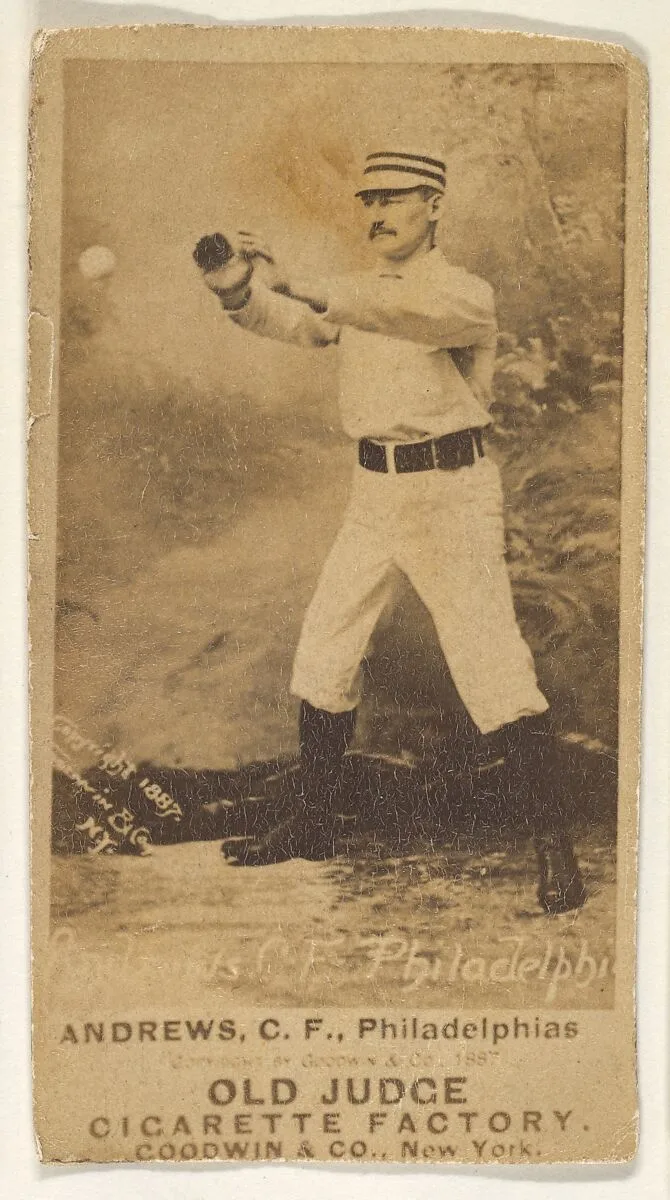 George Edward "Ed" Andrews, Center Field, Philadelphia, from the Old Judge series (N172) for Old Judge Cigarettes — Goodwin & Company
