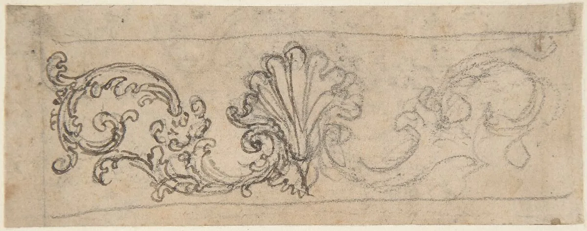 Design for a Frieze Decorated With a Palmette and Tendrils (recto); Two Designs for a Rosette (verso) — Giovanni Battista Foggini