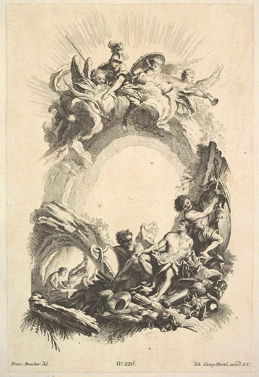 The Forges of Vulcan, from Book of Cartouches — François Boucher|Johann Georg Hertel