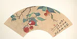 近代 陸抑非 荔枝甲蟲 扇面|Lychees and Insects