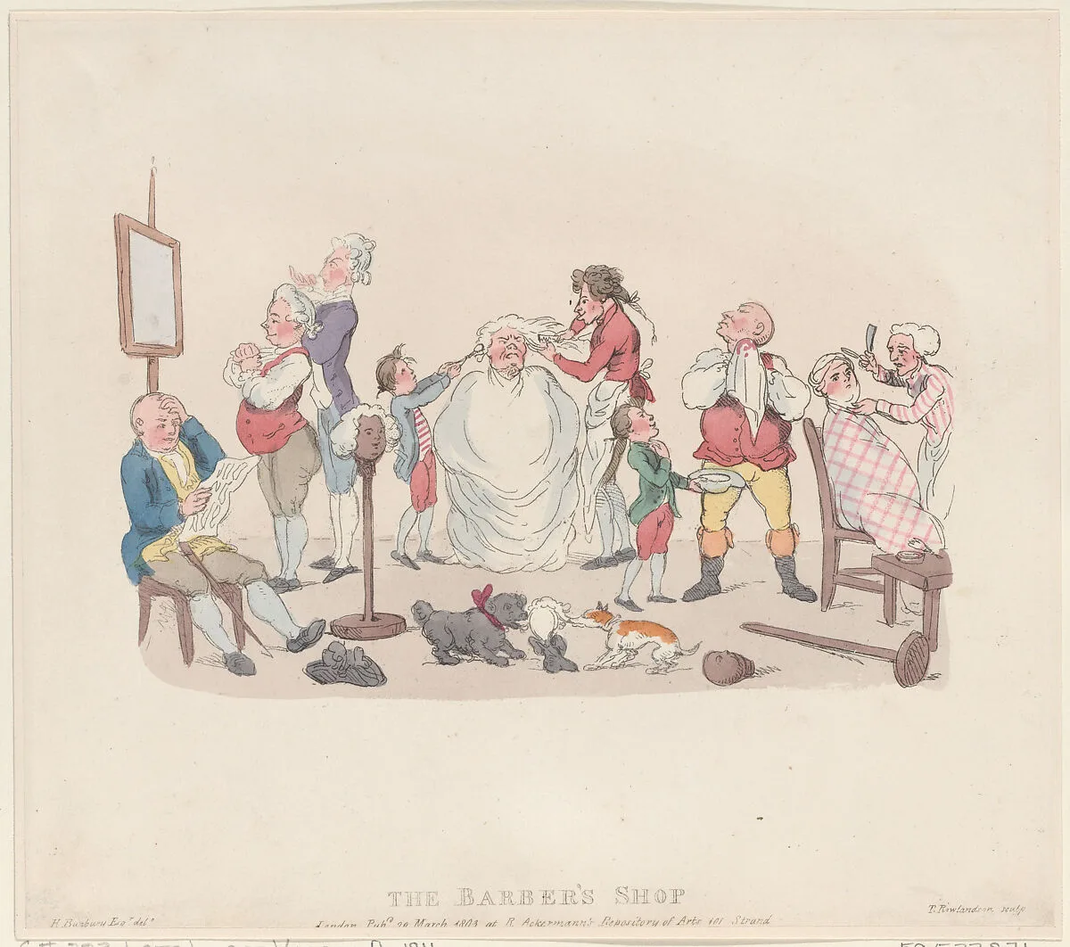 The Barber's Shop — Thomas Rowlandson|Henry William Bunbury|Rudolph Ackermann, London