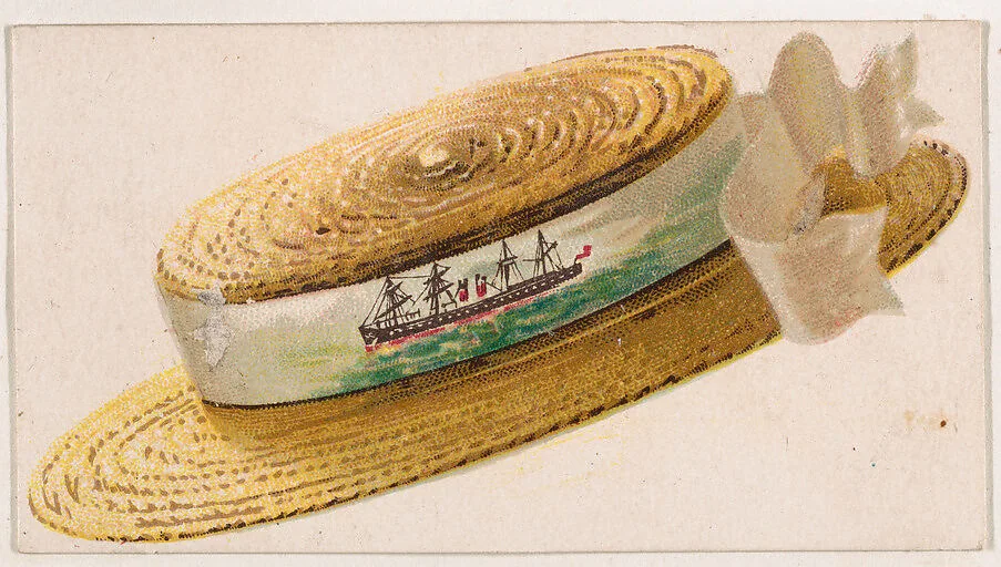 Straw hat, from the Novelties series (N228, Type 5) issued by Kinney Bros. — Kinney Brothers Tobacco Company