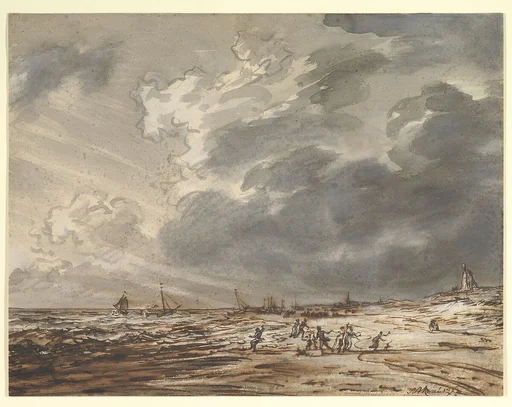 The Beach at Scheveningen (?), with Strollers