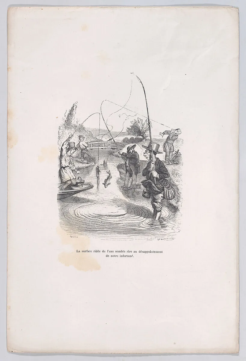 "The rippling water seems to be mocking our misfortune." from the Little Miseries of Human Life — Henri Fournier|Paul-Emile-Daurand Forgues|J. J. Grandville|Quichon