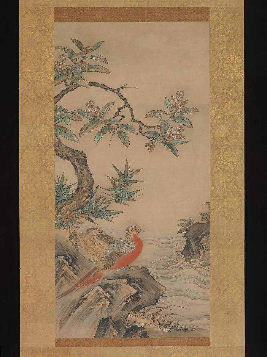 狩野松栄筆 四季花鳥図|Pheasants among Trees: Flowers of the Four Seasons — Kano Shōei