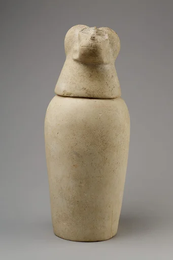 Canopic jar with head of baboon (Hapy)