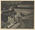 East Side Night, Williamsburg Bridge — Martin Lewis