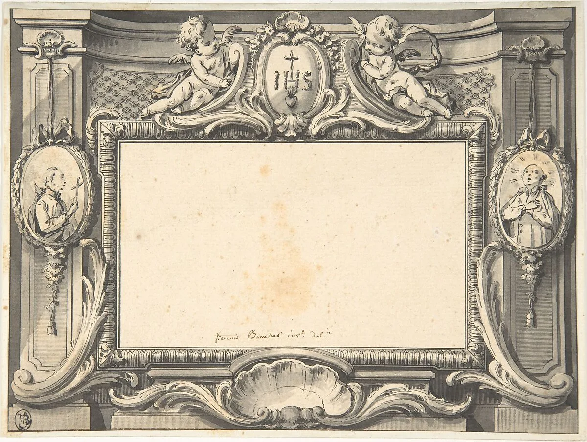 Design for a Frontispiece Surmounted by the Sacred Monogram IHS — François Boucher
