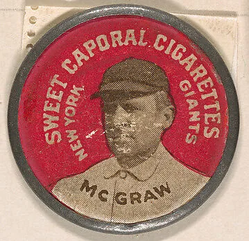 McGraw, New York Giants (red), from the Domino Discs series (PX7), issued by Kinney Brothers — Kinney Brothers Tobacco Company