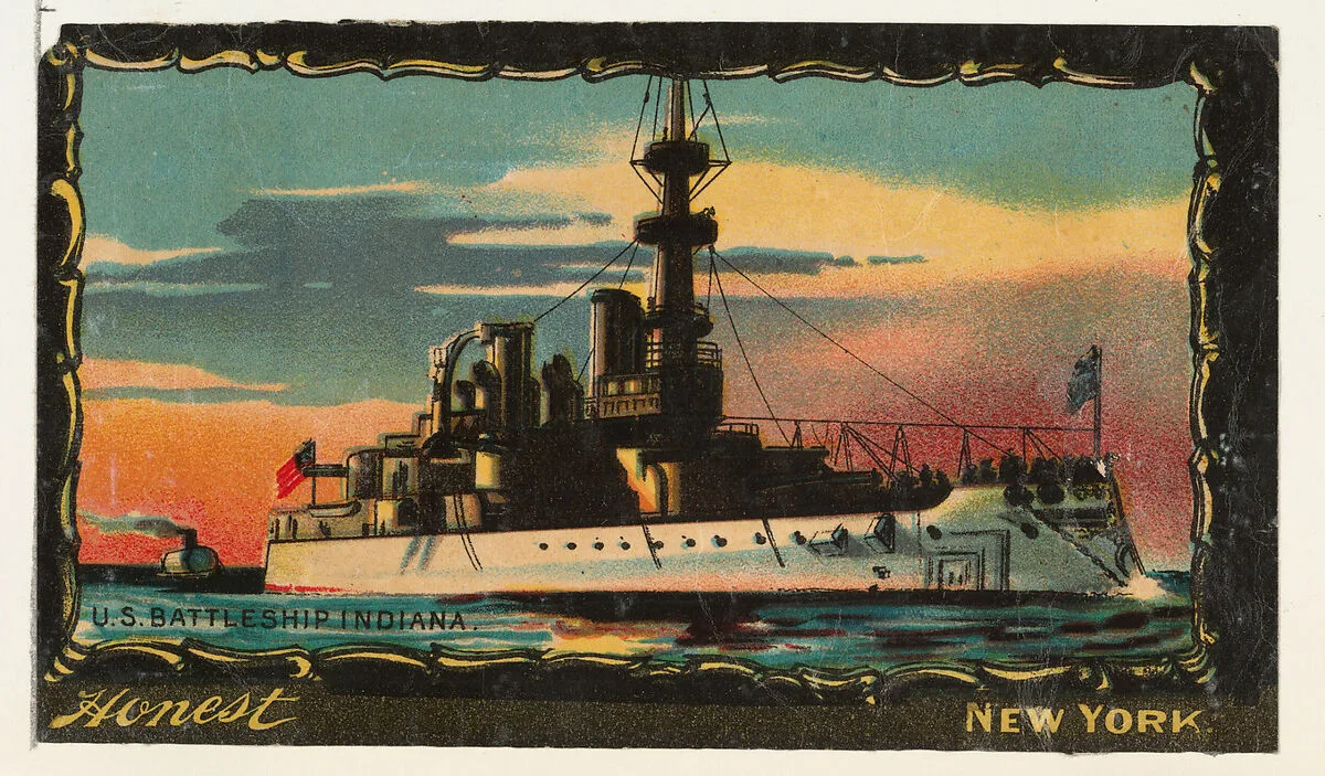U.S. Battleship Indiana, from the Transparencies series (N137) issued by W. Duke, Sons & Co. to promote Honest Long Cut Tobacco — W. Duke, Sons & Co.