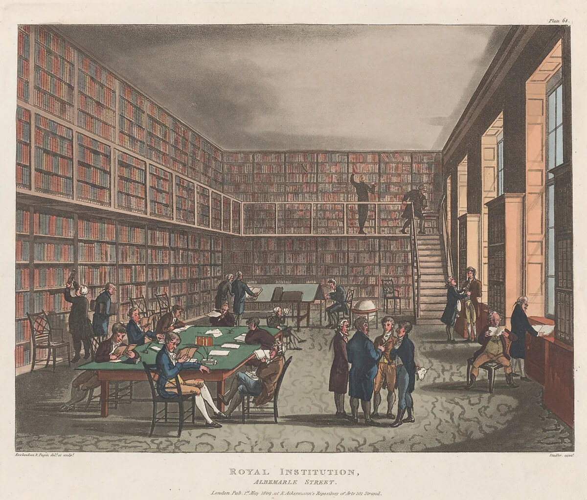 Royal Institution, Albemarle Street — Joseph Constantine Stadler|Rudolph Ackermann, London|Auguste Charles Pugin|Thomas Rowlandson