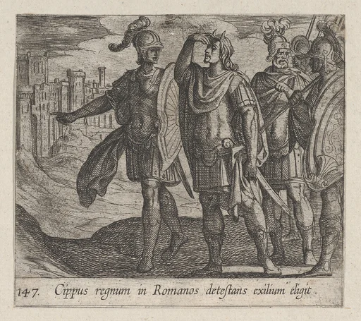 Plate 147: Cipus with his Horns (Cippus regnum in Romanos detestans exilium eligit), from Ovid's 'Metamorphoses'
