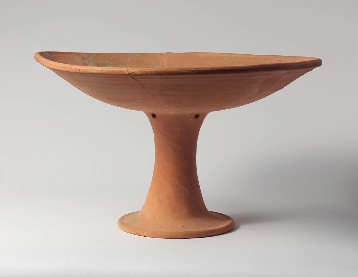 Terracotta stemmed dish — Unknown
