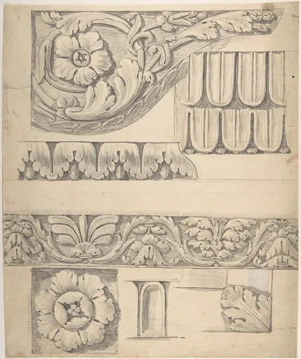 Classical Border Elements with Vines and Leaves