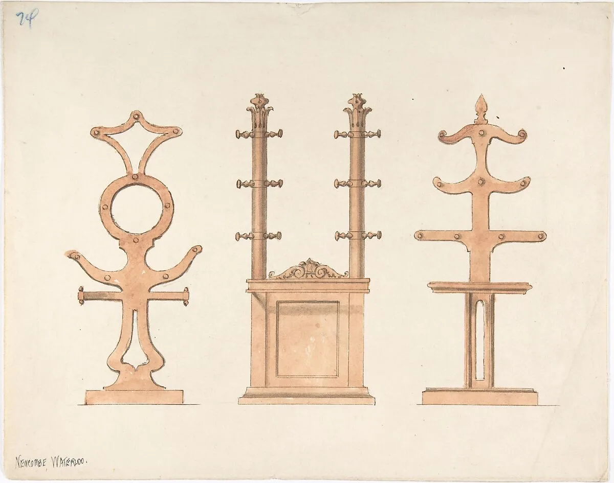 Design for Three Hat or Coat Racks — Anonymous, British, 19th century