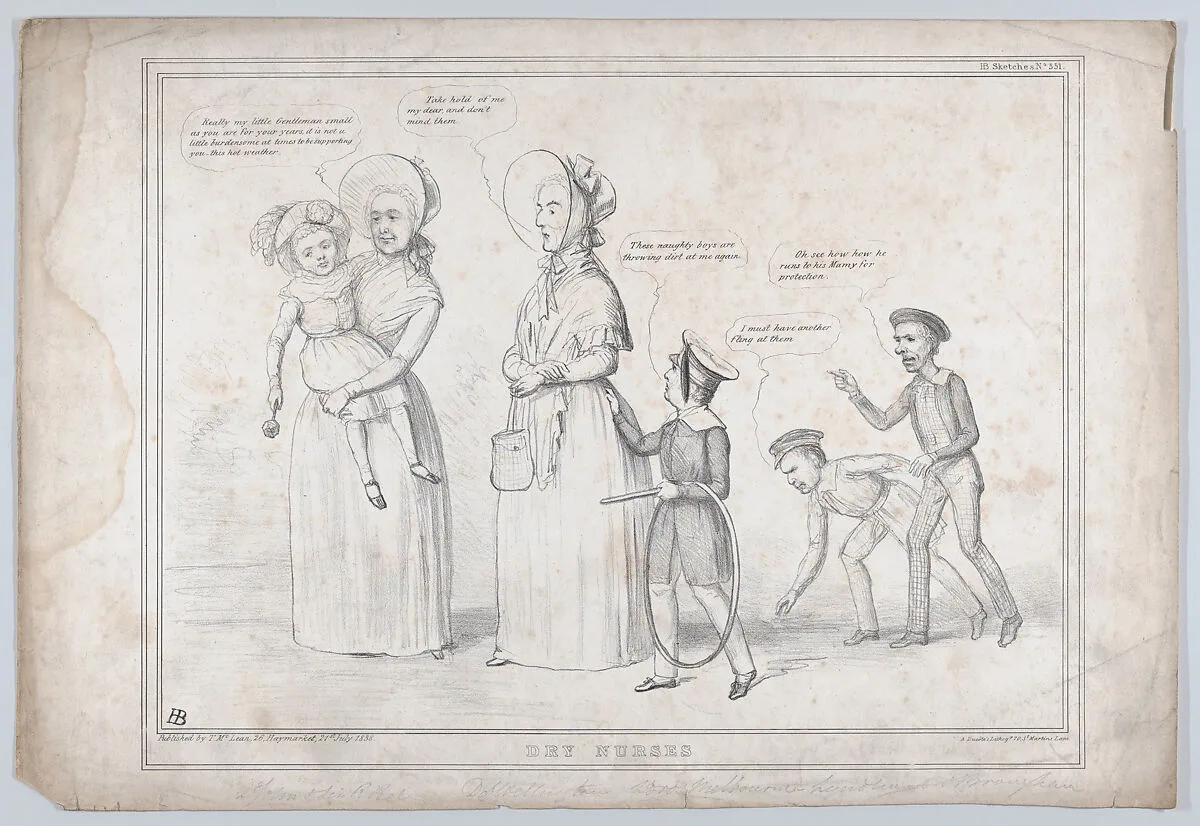Dry Nurses — Alfred Ducôte|John Doyle|Arthur Wellesley, 1st Duke of Wellington|Henry Peter, 1st Baron Brougham and Vaux|Thomas McLean|John Singleton Copley, Lord Lyndhurst|Sir Robert Peel|William Lamb, 2nd Viscount Melbourne|Lord John Russell