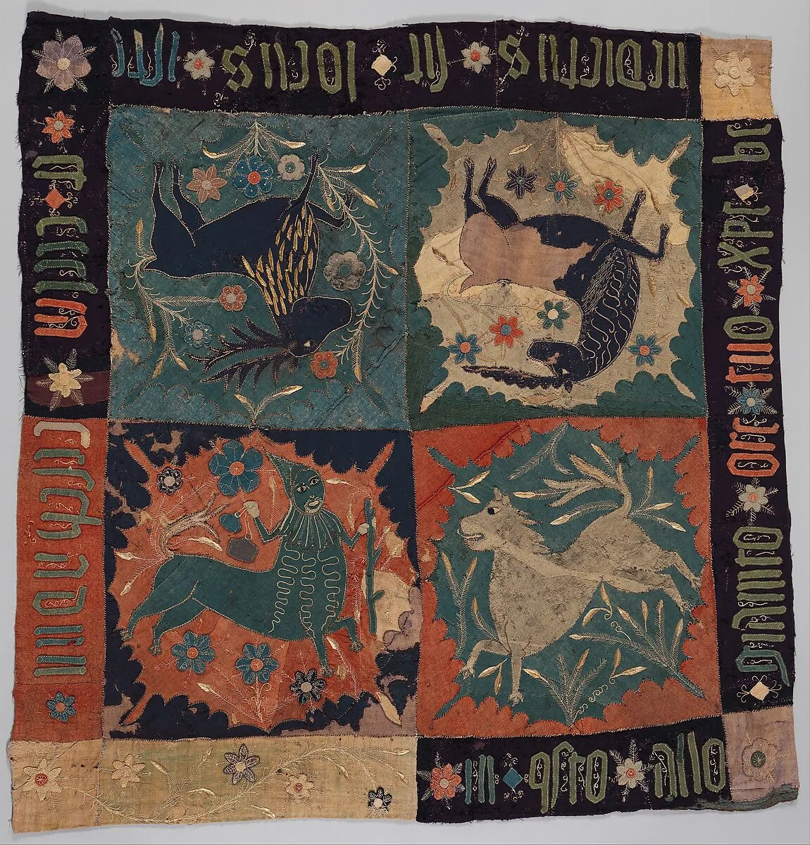 Textile Fragment with Unicorn, Deer, Centaur and Lion — Unknown