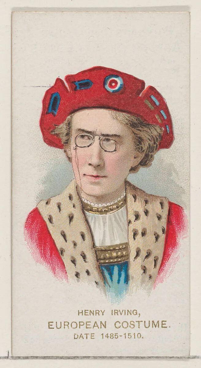 Henry Irving in European Costume from 1485-1510, from the set Actors and Actresses, First Series (N70) for Duke brand cigarettes — W. Duke, Sons & Co.|Knapp & Company