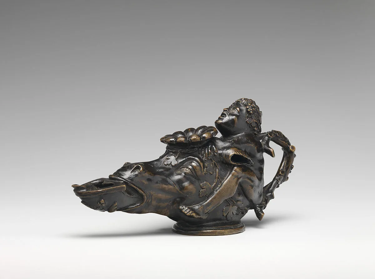 Oil lamp in the form of a dwarf on a donkey’s head — Andrea Briosco, called Riccio