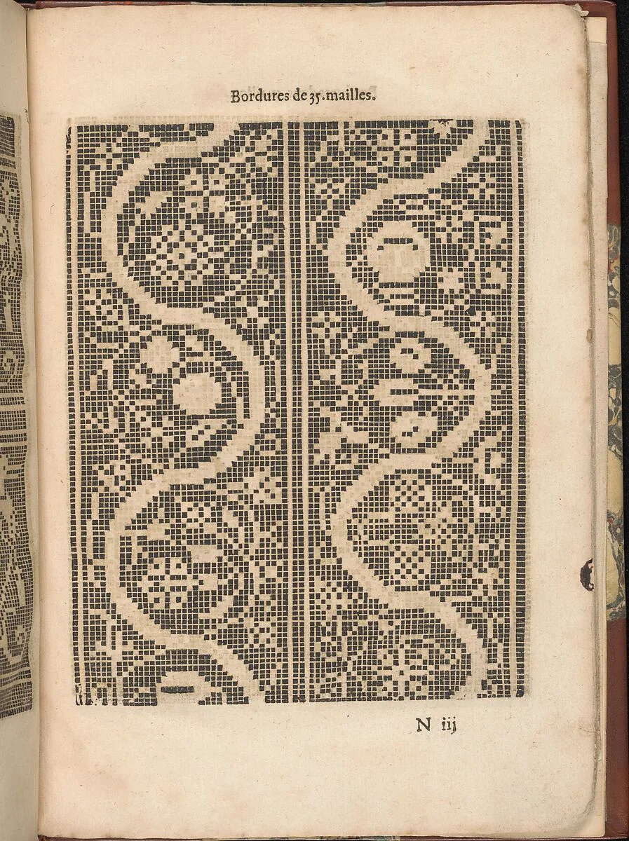 Les Secondes Oeuvres, et Subtiles Inventions De Lingerie du Seigneur Federic de Vinciolo Venitien, page 51 (recto) — Federico de Vinciolo|Jean Le Clerc|Catherine de Bourbon