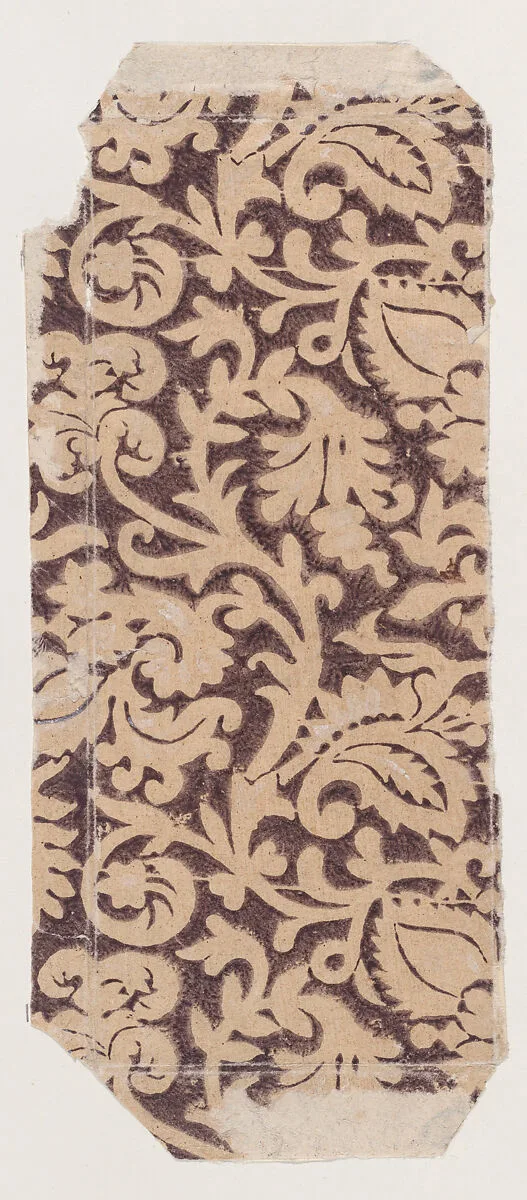 Sheet with overall leaf and vine pattern — Anonymous