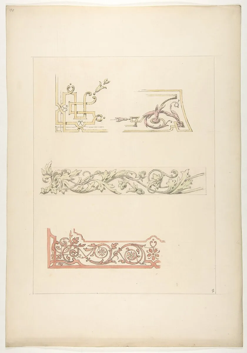 Three designs for decorative borders — Jules-Edmond-Charles Lachaise|Eugène-Pierre Gourdet