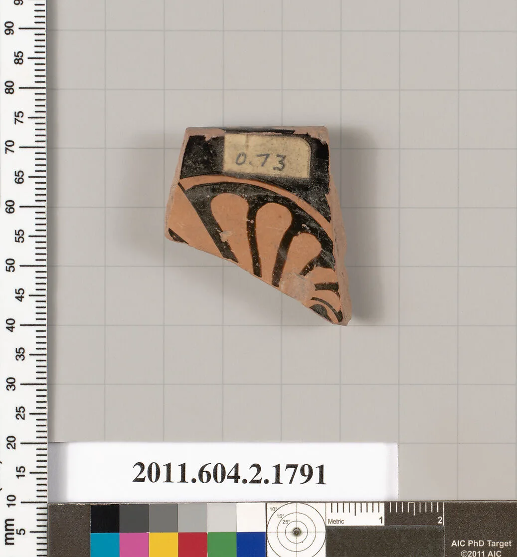 Terracotta rim fragment of a skyphos (deep drinking cup) — Pistoxenos Painter