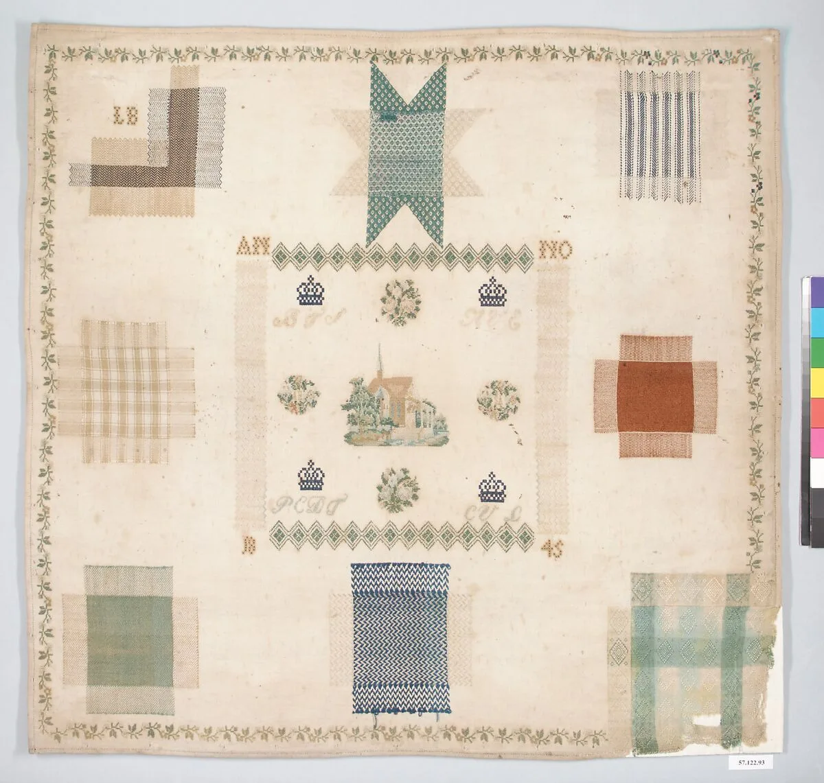 Embroidered darning sampler — Unknown