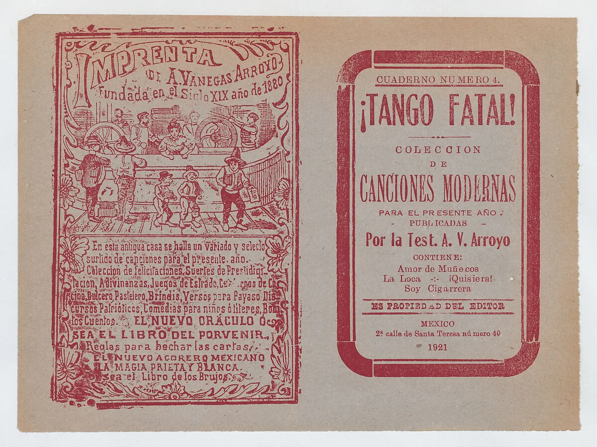 Cover for 'Tango Fatal! Coleccion de Canciones Modernas' — Antonio Vanegas Arroyo|José Guadalupe Posada