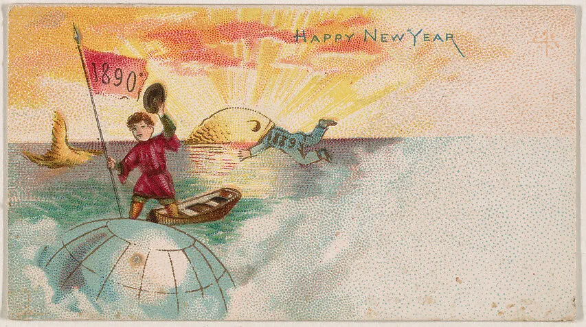 Happy New Year 1890, from the New Years 1890 series (N227) issued by Kinney Bros. — Kinney Brothers Tobacco Company
