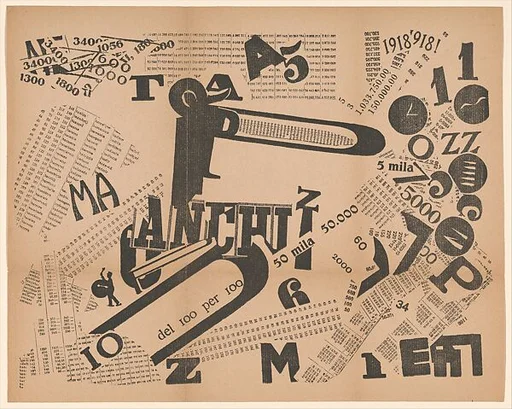 A Tumultuous Assembly. Numerical Sensibility (Une Assemblée tumultueuse. Sensibilité numérique) published in Les mots en liberté futuristes