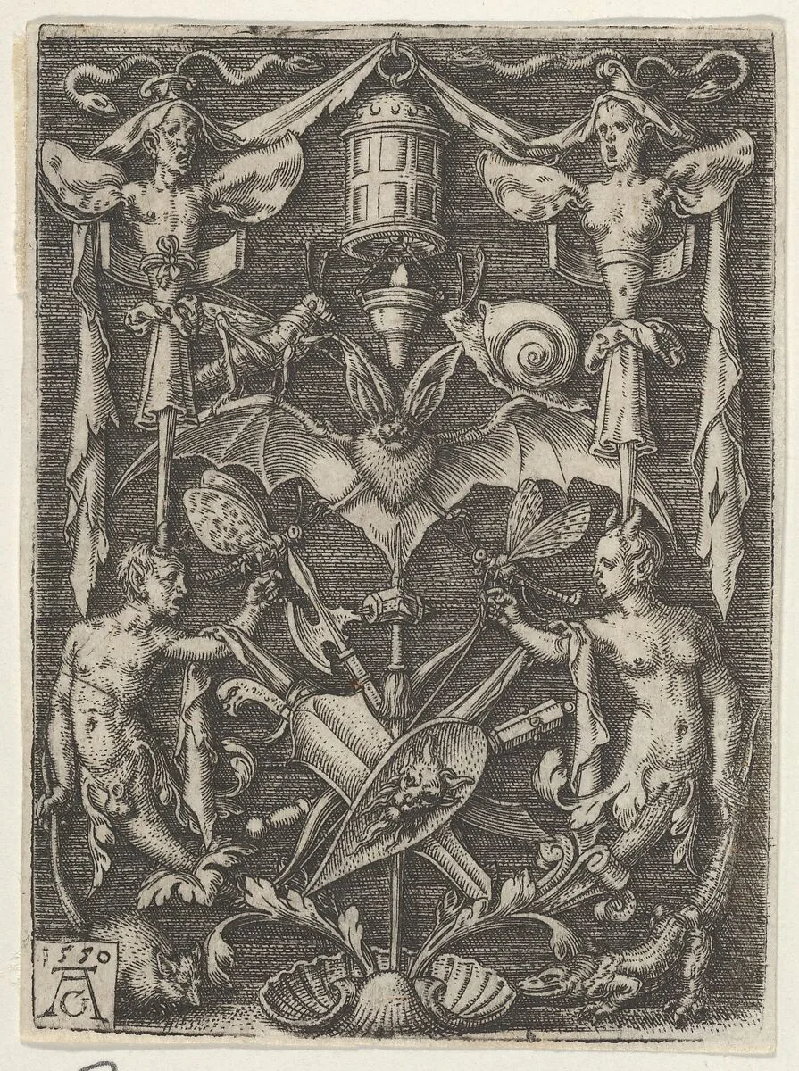 Ornamental Design with a Bat in the Center — Heinrich Aldegrever