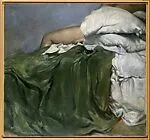 Partial Nude Resting on Green Drapery — Horacio Torres