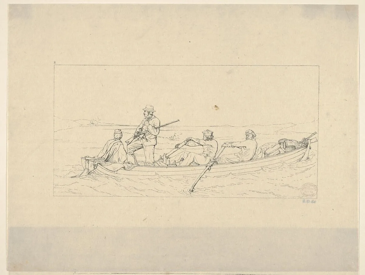 Marylanders Crossing the Potomac to Join the Southern Army (from Confederate War Etchings) — Adalbert John Volck