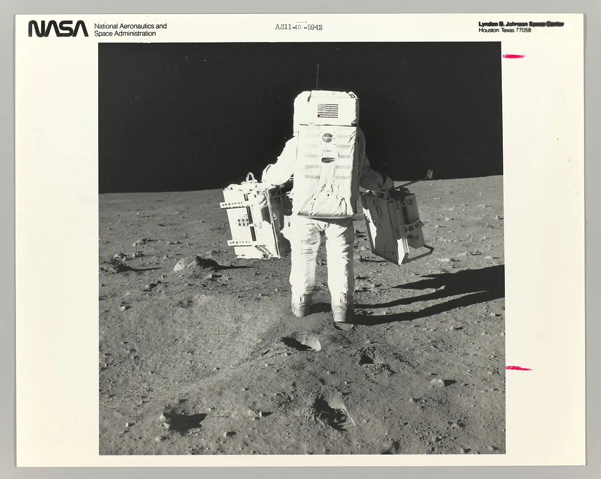 Buzz Aldrin on the Moon with Components of the Early Apollo Scientific Experiments Package — Buzz Aldrin|National Aeronautics and Space Administration (NASA)|Neil Armstrong