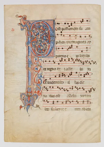 Manuscript Leaf with Foliated Initial P, from an Antiphonary