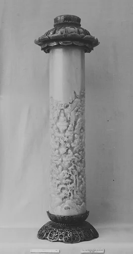 清    玉雕佛陀羅漢柱|Buddhist column