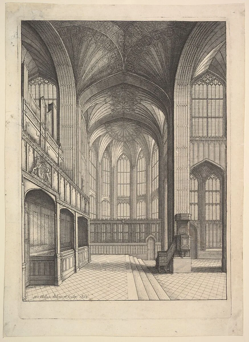 Bray's Chapel in St. George's Chapel, Windsor (from Elias Ashmole's "The Institution, Laws & Ceremonies of the most Noble Order of the Garter," London 1672) — Wenceslaus Hollar