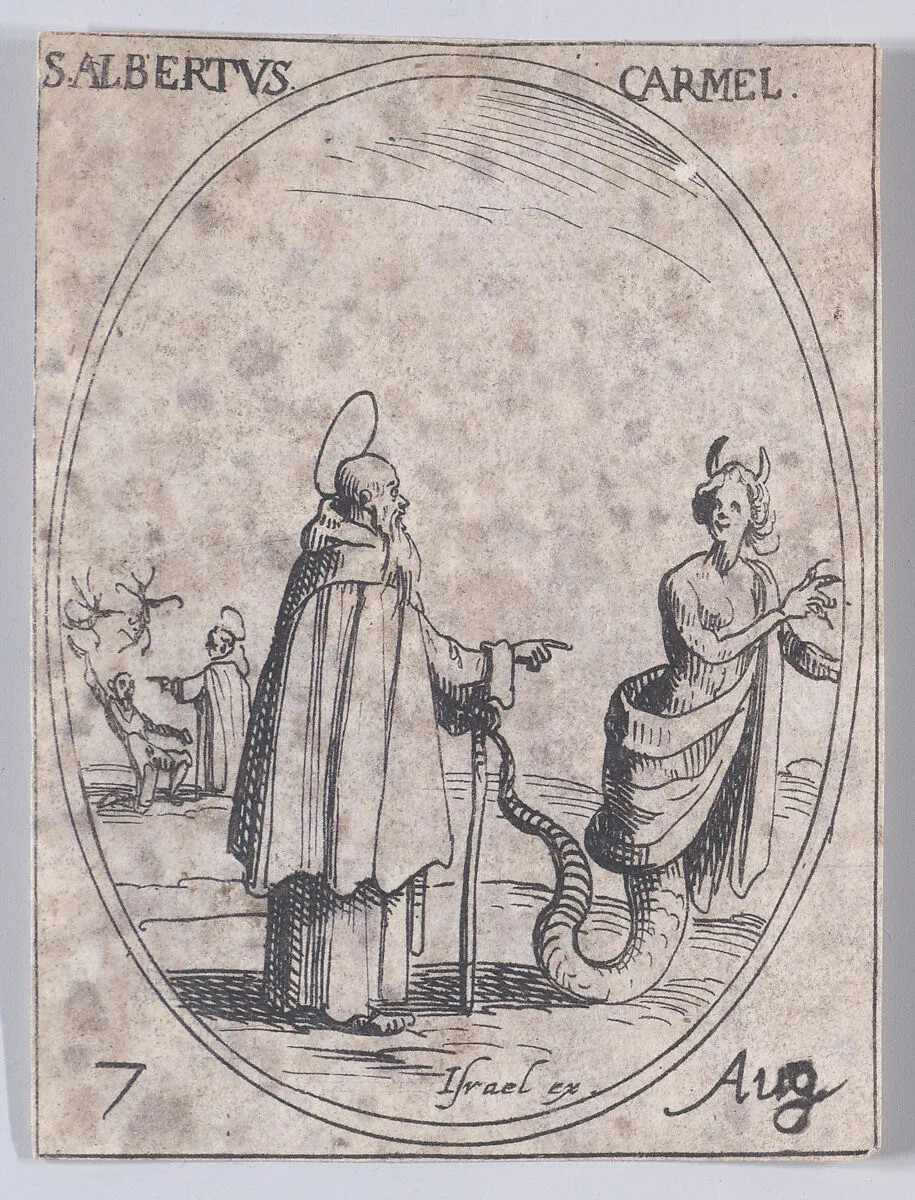 S. Albert, carmélite (St. Albert, Carmelite), August 7th, from "Les Images De Tous Les Saincts et Saintes de L'Année" (Images of All of the Saints and Religious Events of the Year) — Jacques Callot|Israël Henriet