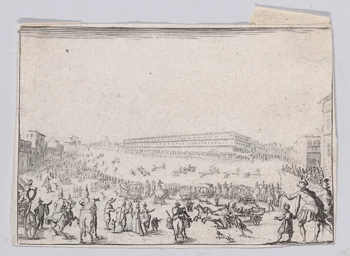 Reverse Copy of La Course de Chevaux sur la Place Pitti a Florence (The Horse Race at the Piazza Pitti in Florence), from "Les Caprices", Series A, The Florence Set