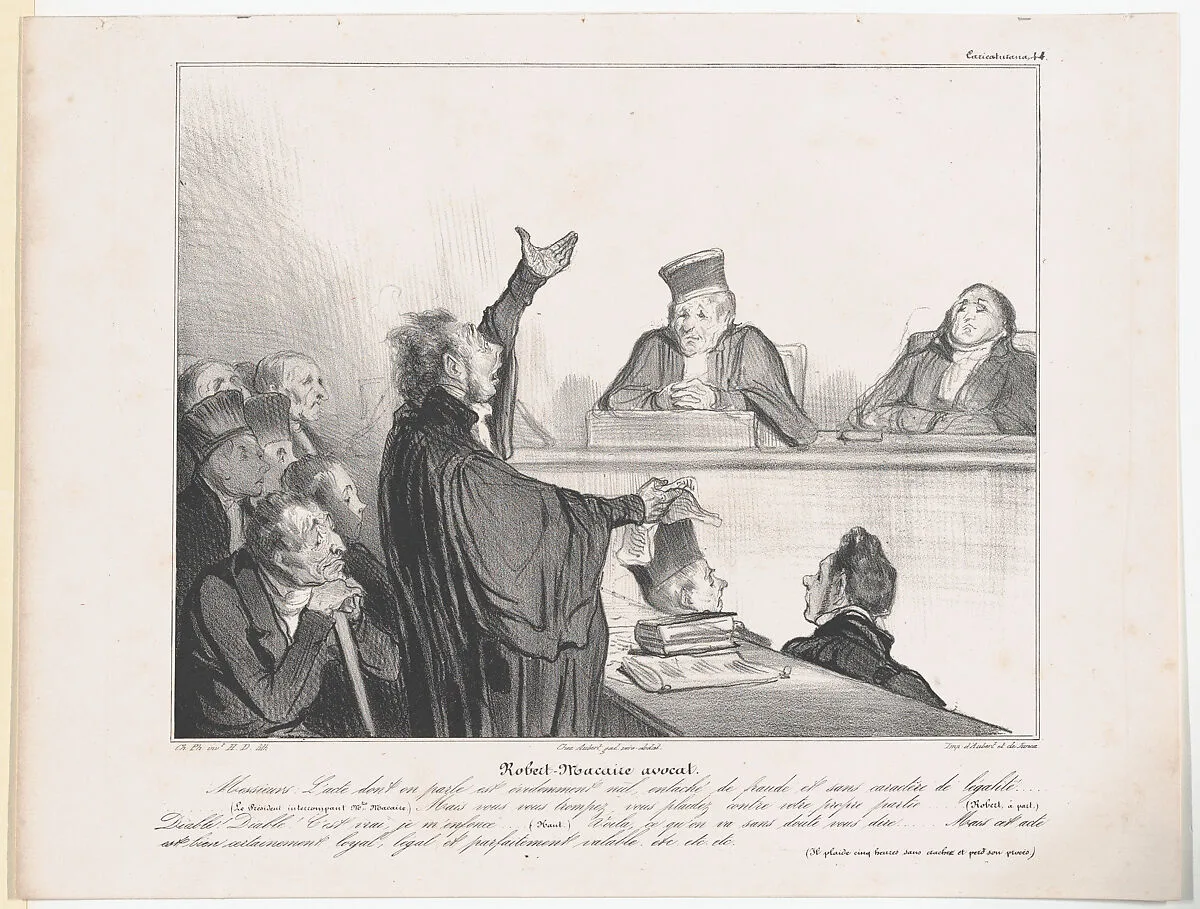 Plate 44: Robert Macaire, Barrister, from 'Caricaturana,' published in Les Robert Macaires — Honoré Daumier|Aubert et Cie|Charles Philipon|Aubert et Cie|Junca